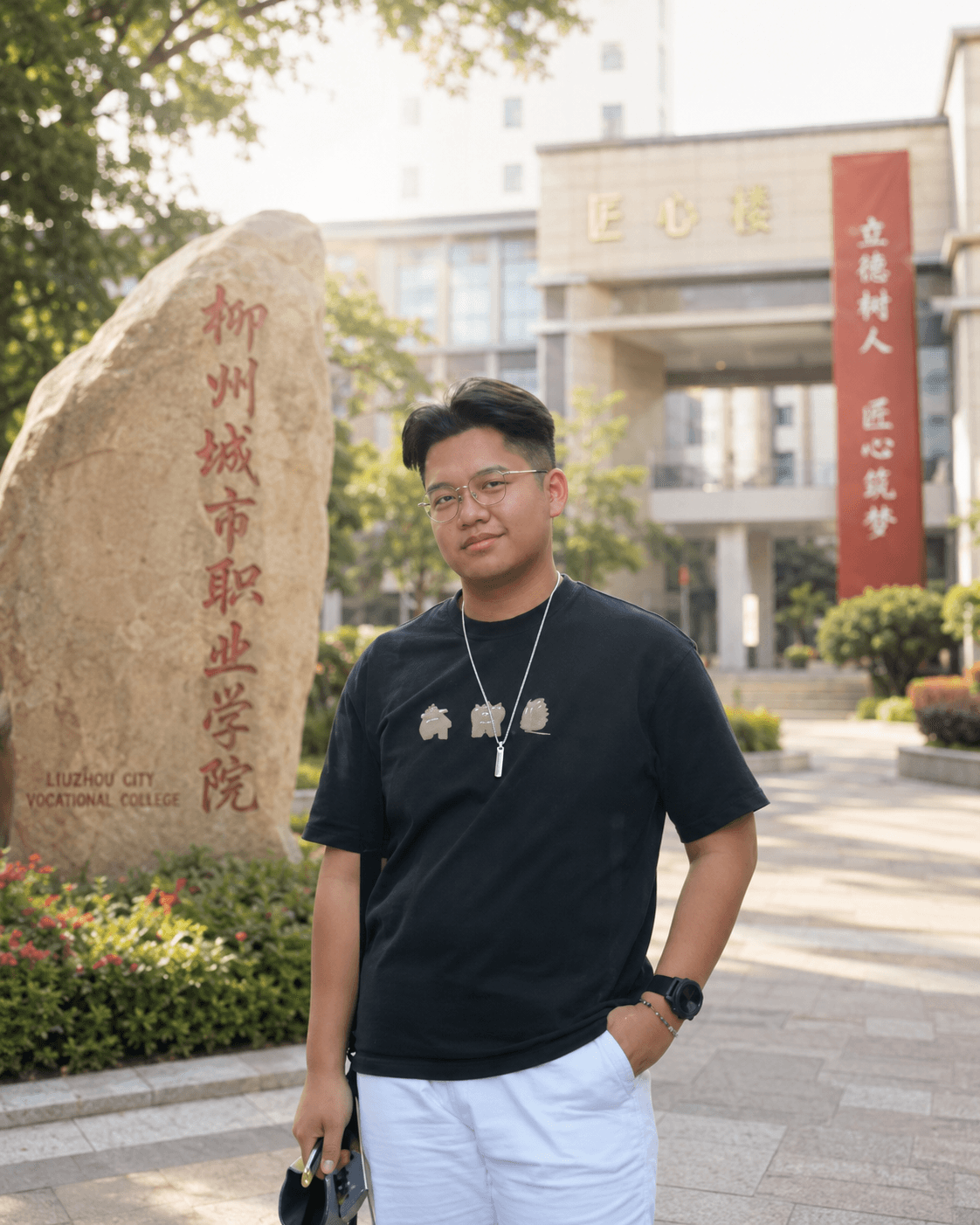 Foto Bagas Sugiharto, penerima beasiswa Wanmei di Liuzhou City Vocational College tahun 2025.