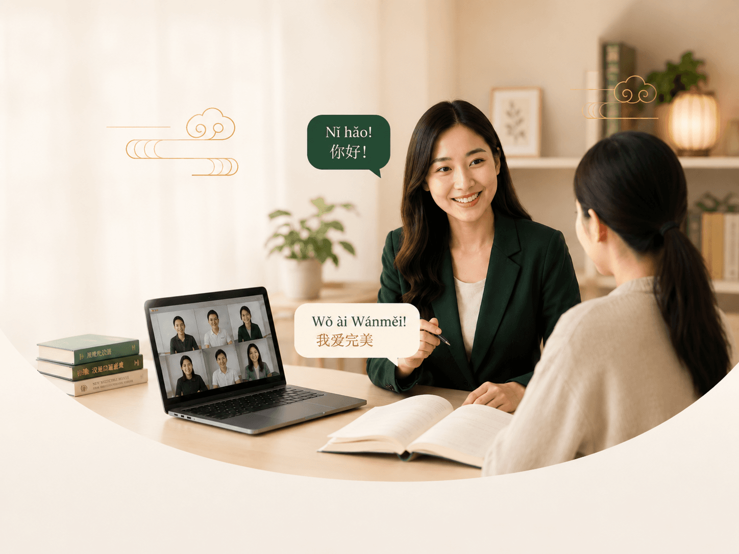 Siswa belajar Mandarin secara online bersama pengajar Wanmei