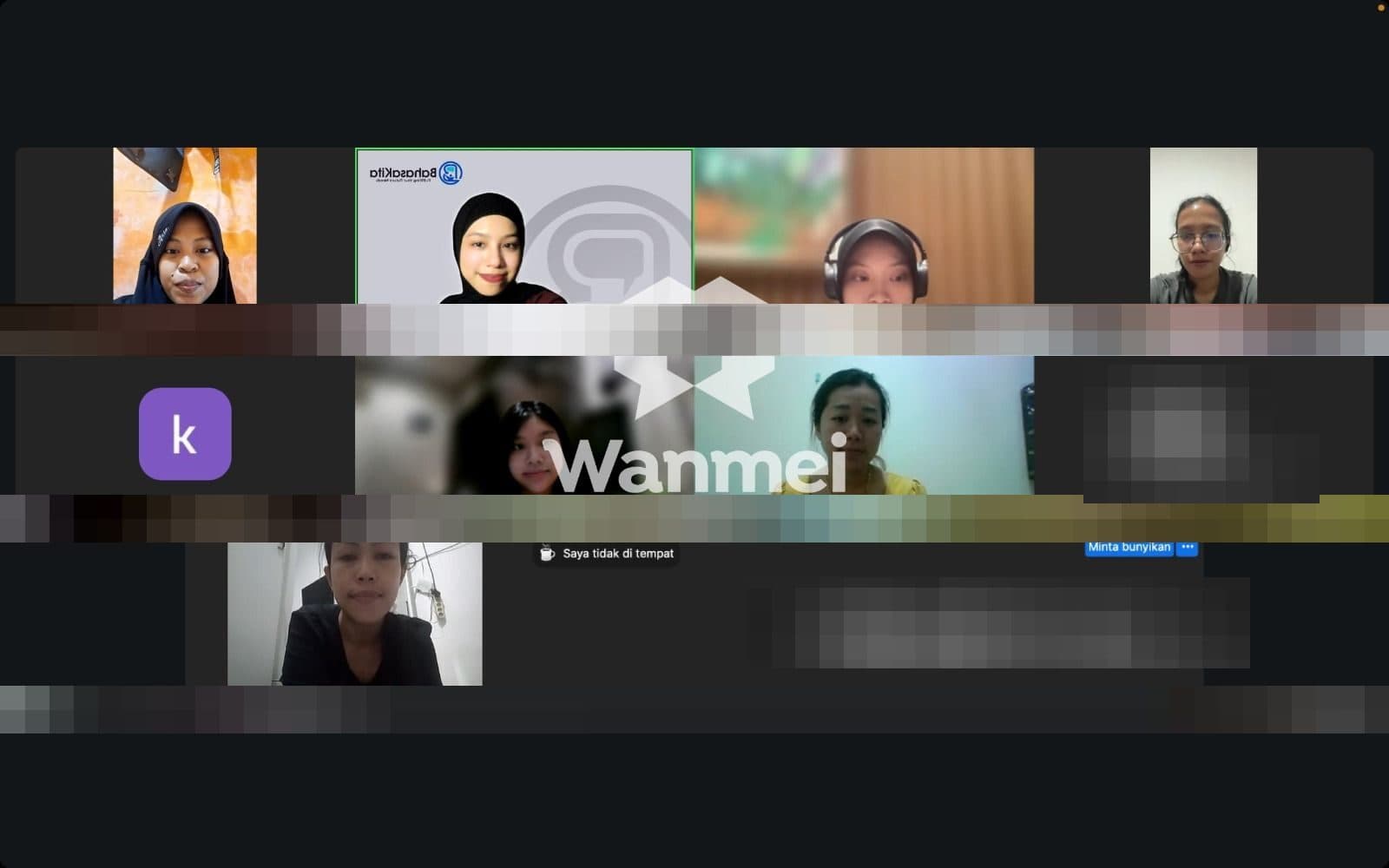 Suasana kelas Mandarin online Wanmei via Zoom