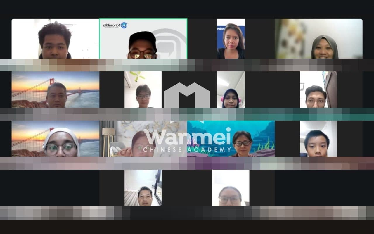Siswa Wanmei belajar Mandarin live via Zoom Meeting