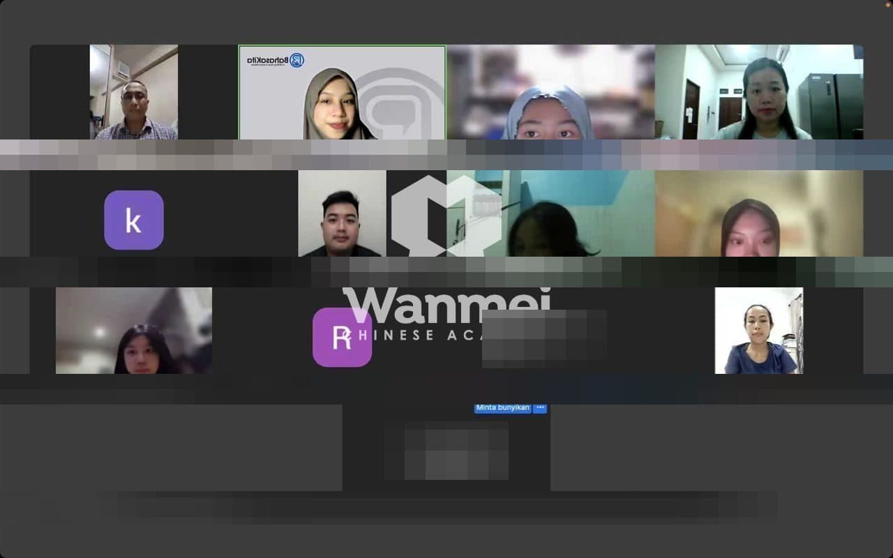 Kelas Mandarin online Wanmei dengan peserta dari berbagai kota